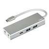3 portos USB HUB HAMA (USB 3.1), Type-C csatlakozó, 3,5mm audio cstalakozás