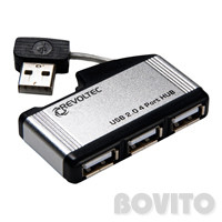 4-portos USB HUB (passzív) Revoltec - alumínium (USB 2.0)