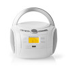 Nedis Hordozható Boombox rádió (Bluetooth, CD, USB, AUX) - fehér