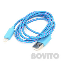 USB 2.0 (A)  micro USB szövetes kábel, 1m (Omega) - kék-lila