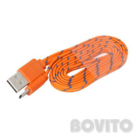 USB 2.0 (A)  micro USB szövetes kábel, 1m (Omega) - narancs